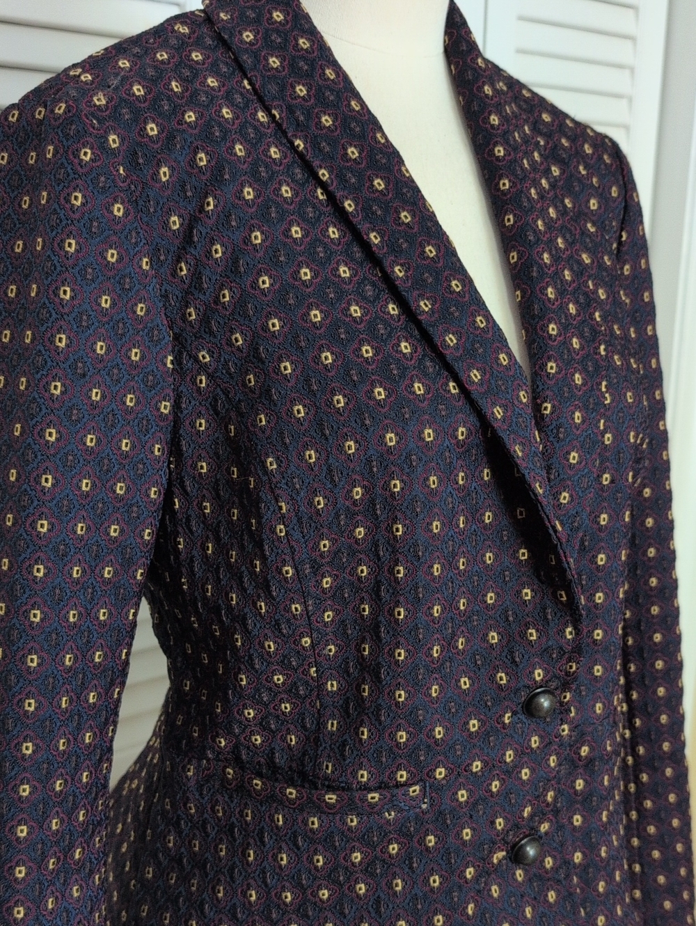 Free People, Textured, Purple Patterned Tailored Blazer, Size M